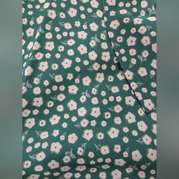 Boden Long Sleeve Green & Pink Floral Tie-Waist Shirt Dress - Size 16/18R - Picture 4 of 5